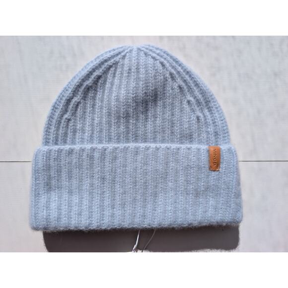 VINCE NWT $165 100% Cashmere Chunky Rib Beanie Hat in Light Tide Blue OS - Picture 3 of 16